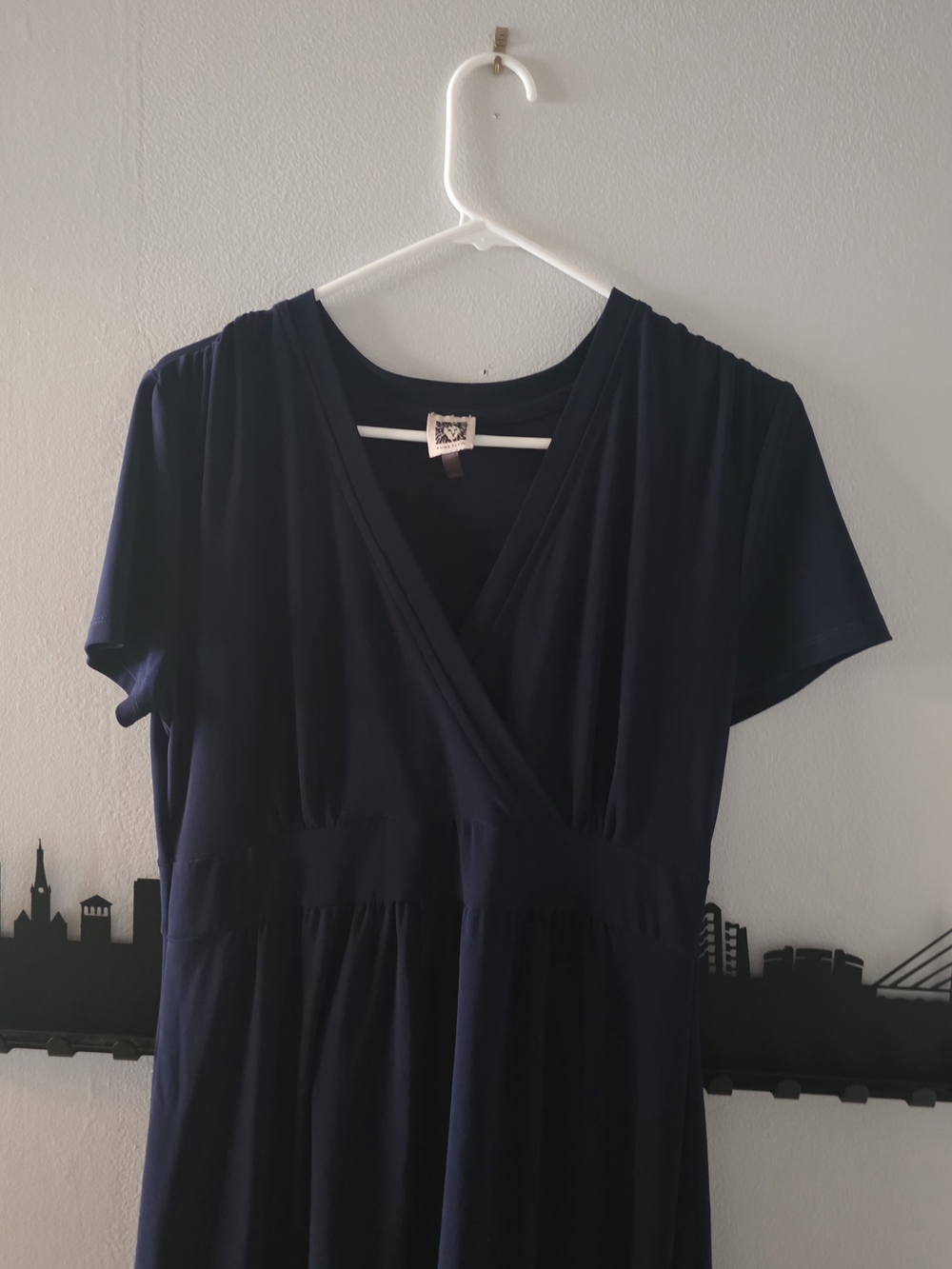 Anne Klein Navy Wrap-Front Maxi Dress Size 8